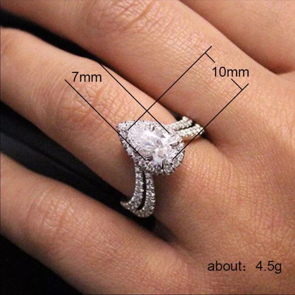 NWT Clear Pear Shape Cubic Zirconia Prong Setting - Picture 5 of 5